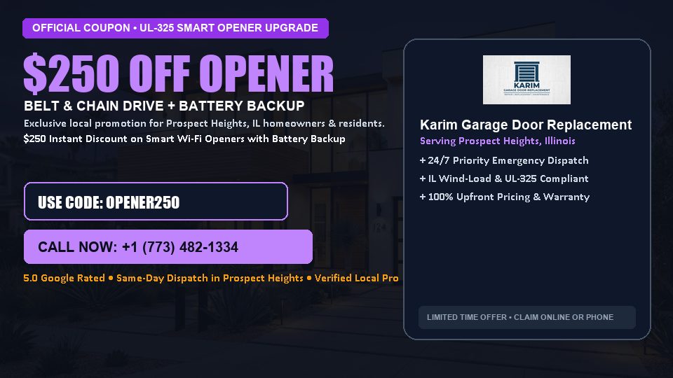 Karim Garage Door Replacement $250 OFF Premium LiftMaster Opener Installation in Prospect Heights, IL