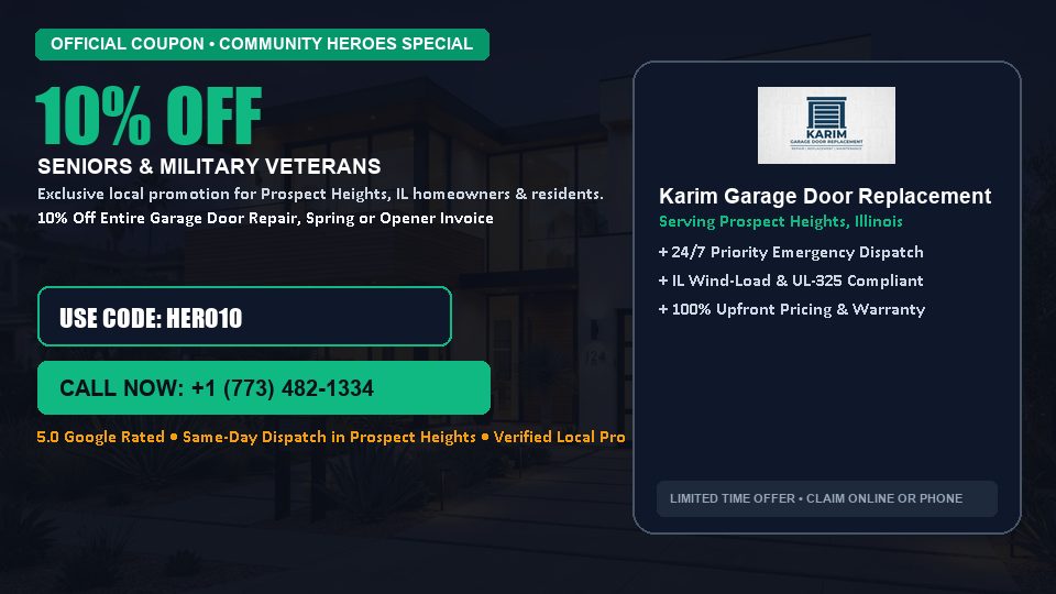Karim Garage Door Replacement 10% OFF Seniors & Military Veterans in Prospect Heights, IL